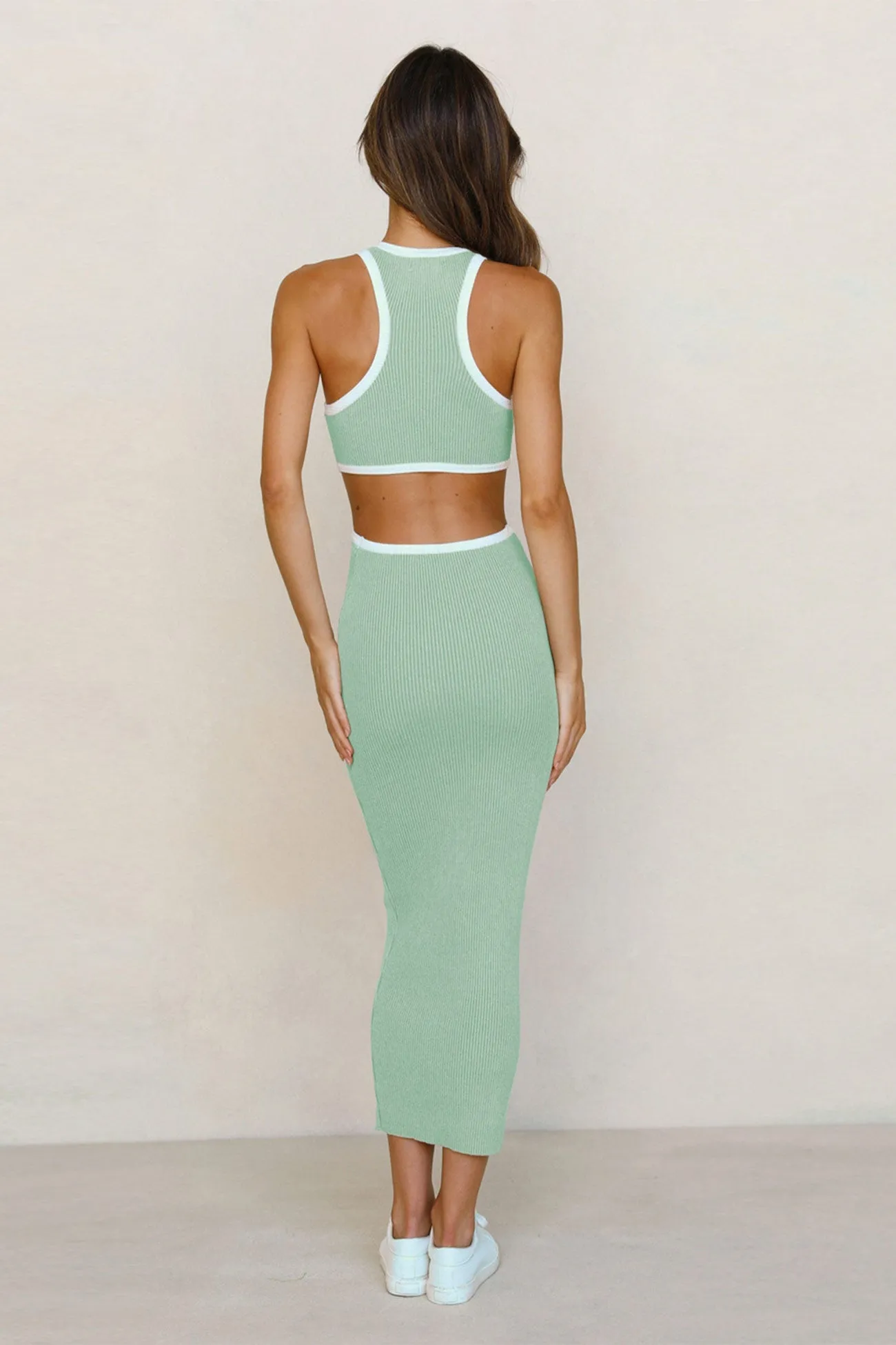 Crew Neck Cut Out Bodycon Maxi Dress