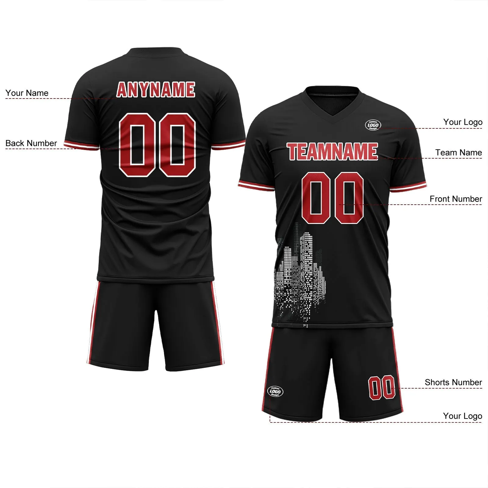 Custom Black Soccer Sets Jersey Personalized SCJ101-D28025