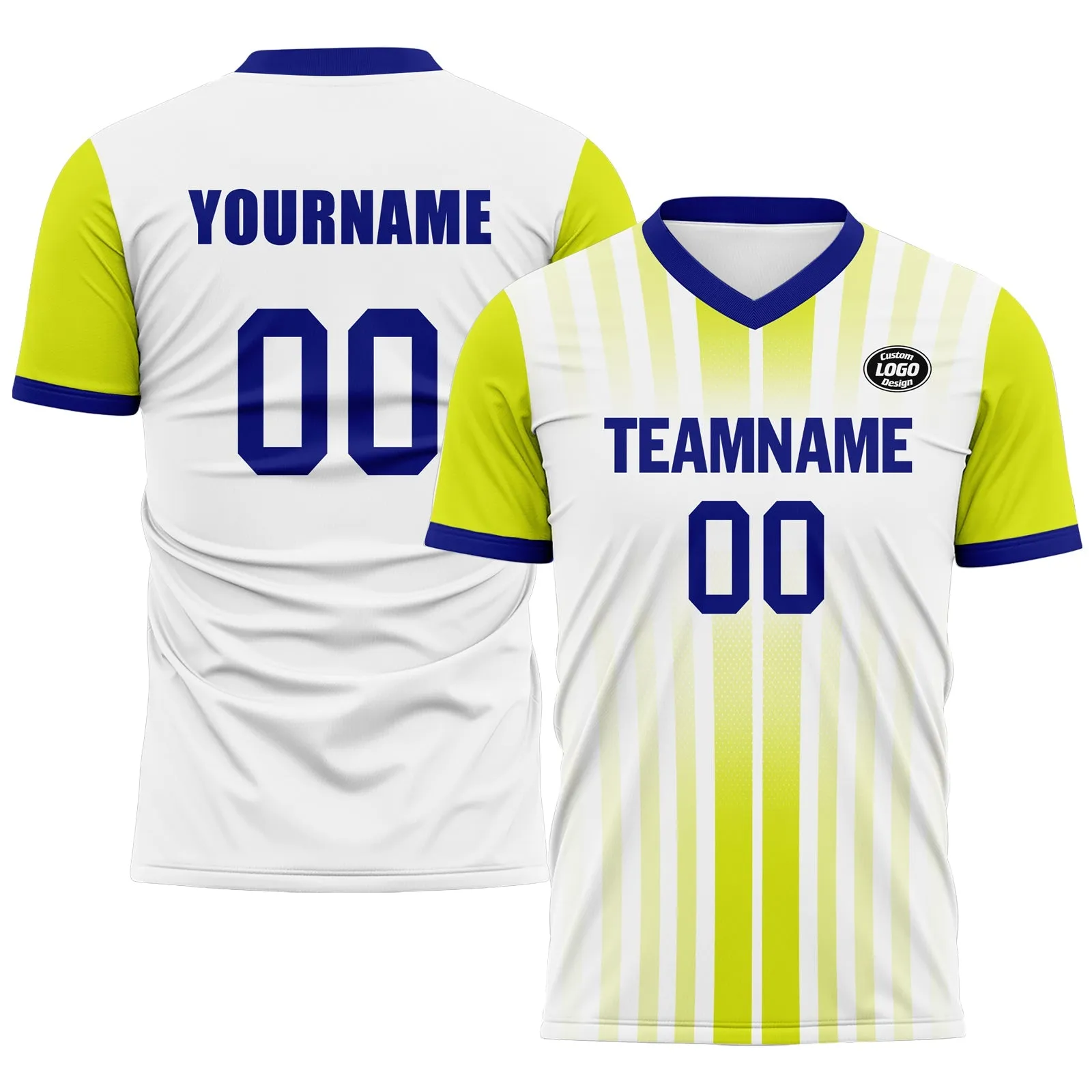 Custom White Yellow Soccer Sets Jersey Personalized SCJ101-D020131-8