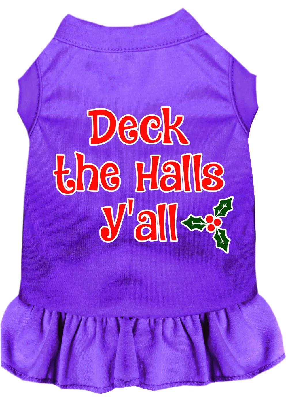 Deck The Halls Y'all Screen Print Dog Dress Purple Xxl