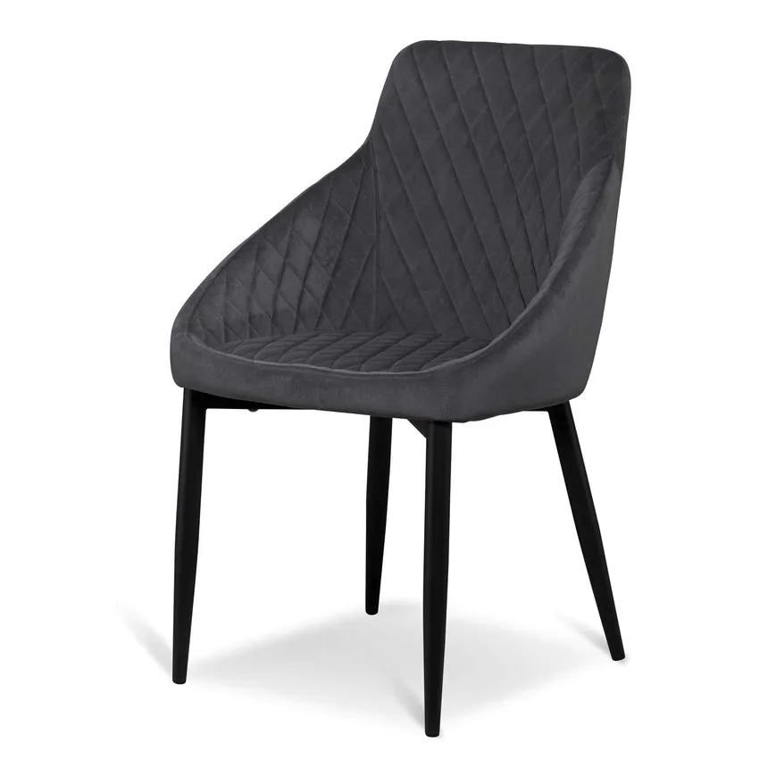 Dining Chair - Grey Velvet in Black Legs (Set of 2)