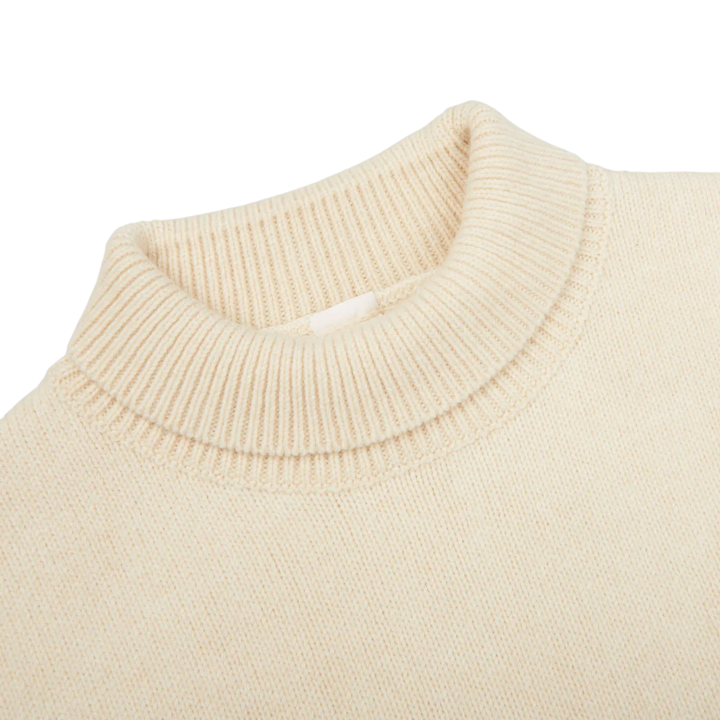 Ecru Wool Cashmere Mock Neck Sweater