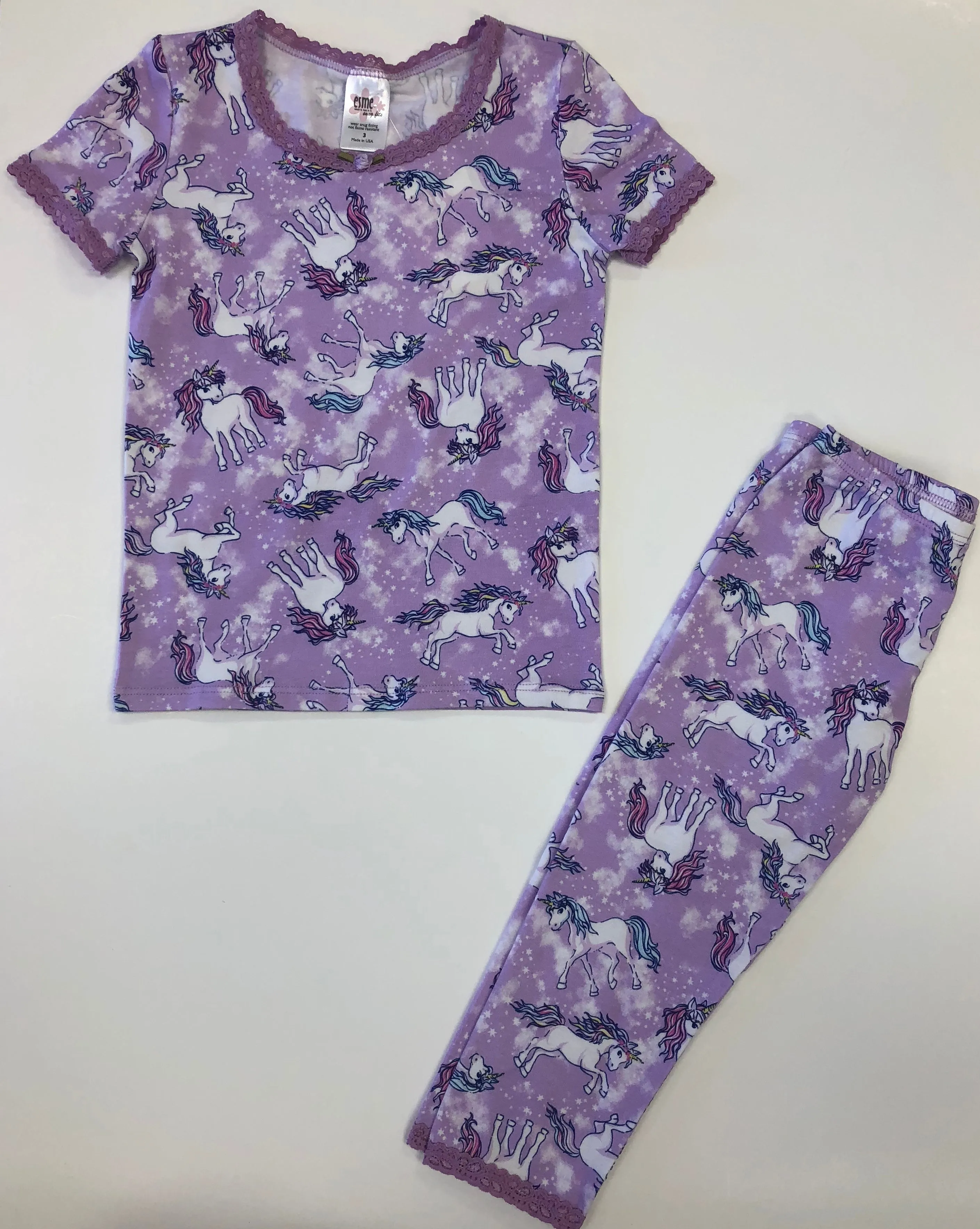 Esme Lavender Unicorn S/S Top & Cropped Legging Set