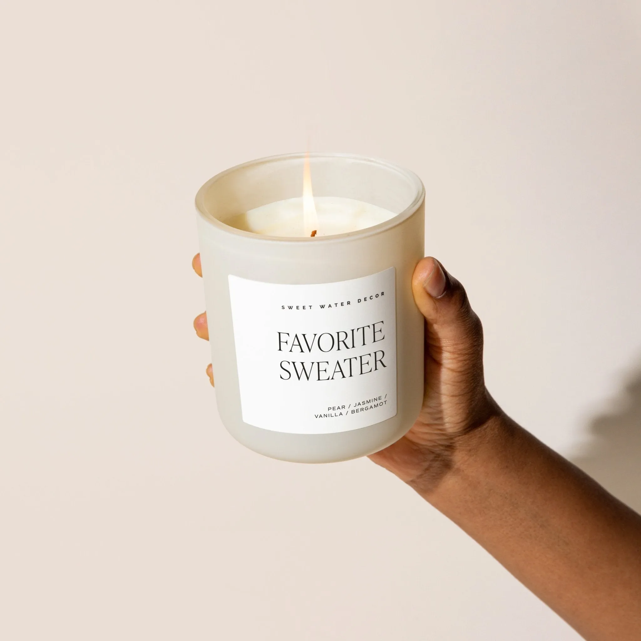 Favorite Sweater Soy Candle - Tan Matte Jar - 15 oz