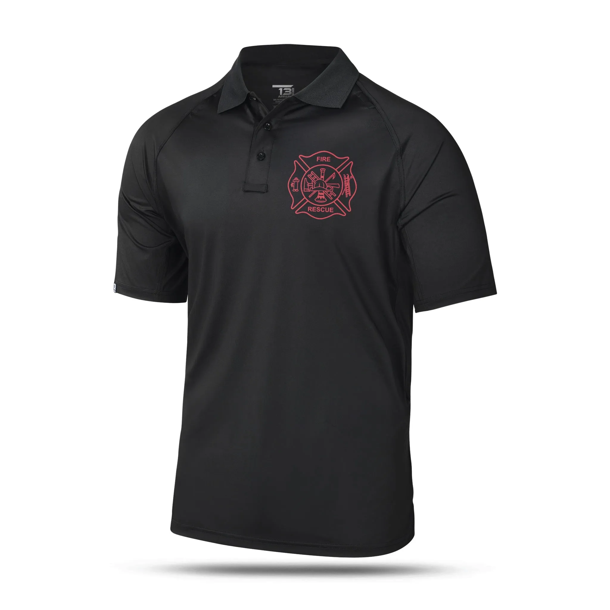 [FIRE RESCUE] Men's Performance Polo [BLK/RED]