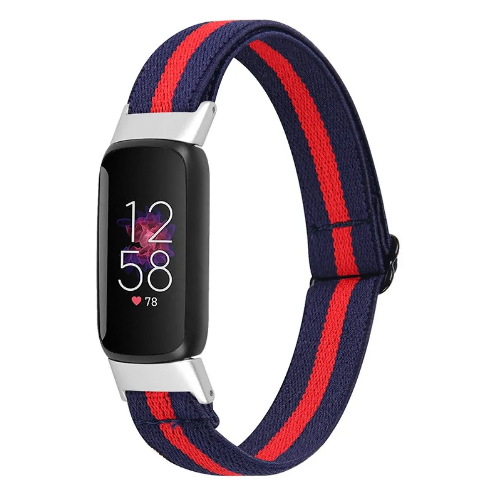 Fitbit Luxe color splice elastic watch strap - Midnight Blue / Red