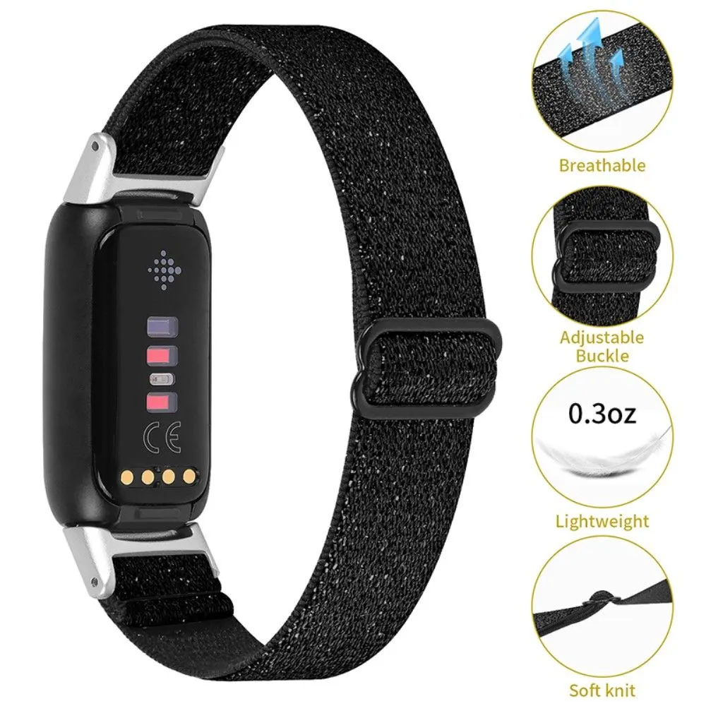 Fitbit Luxe elastic nylon watch strap - Glitter Black