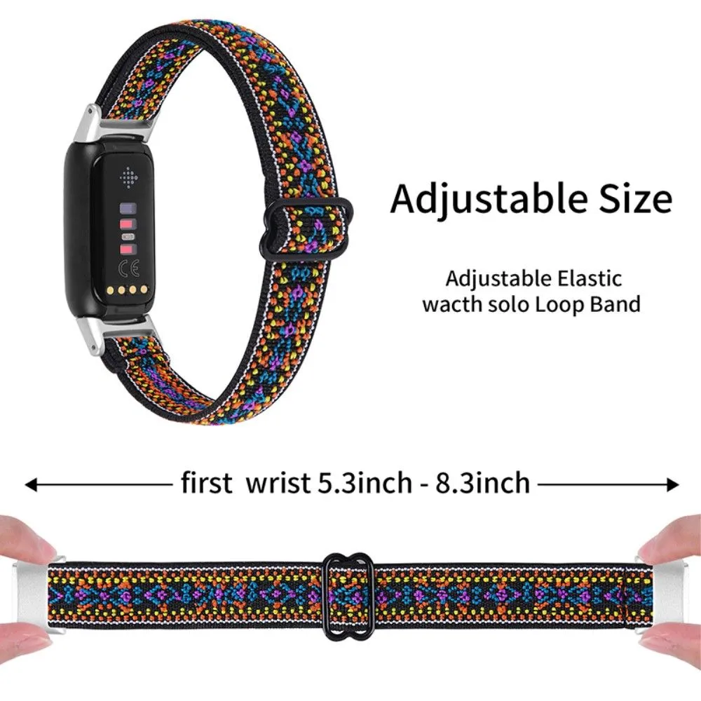 Fitbit Luxe elastic nylon watch strap - Yellow / Blue Tribal Pattern