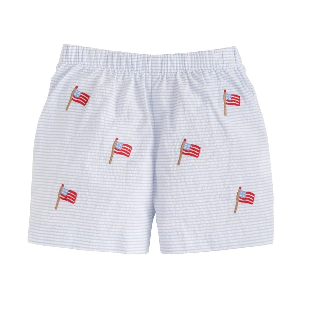 Flag Embroidered Shorts