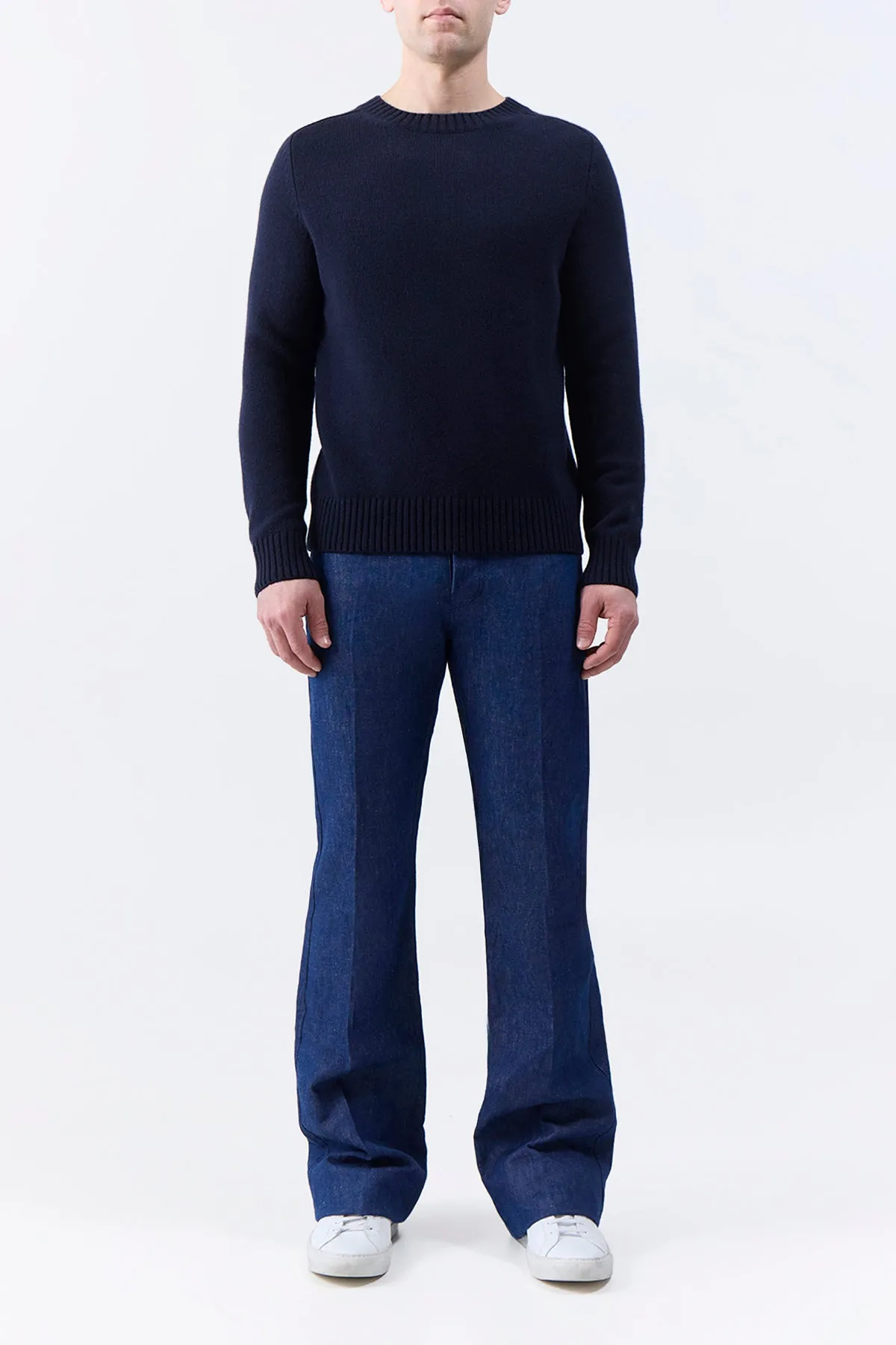 Francesco Knit Sweater in Dark Navy Cashmere