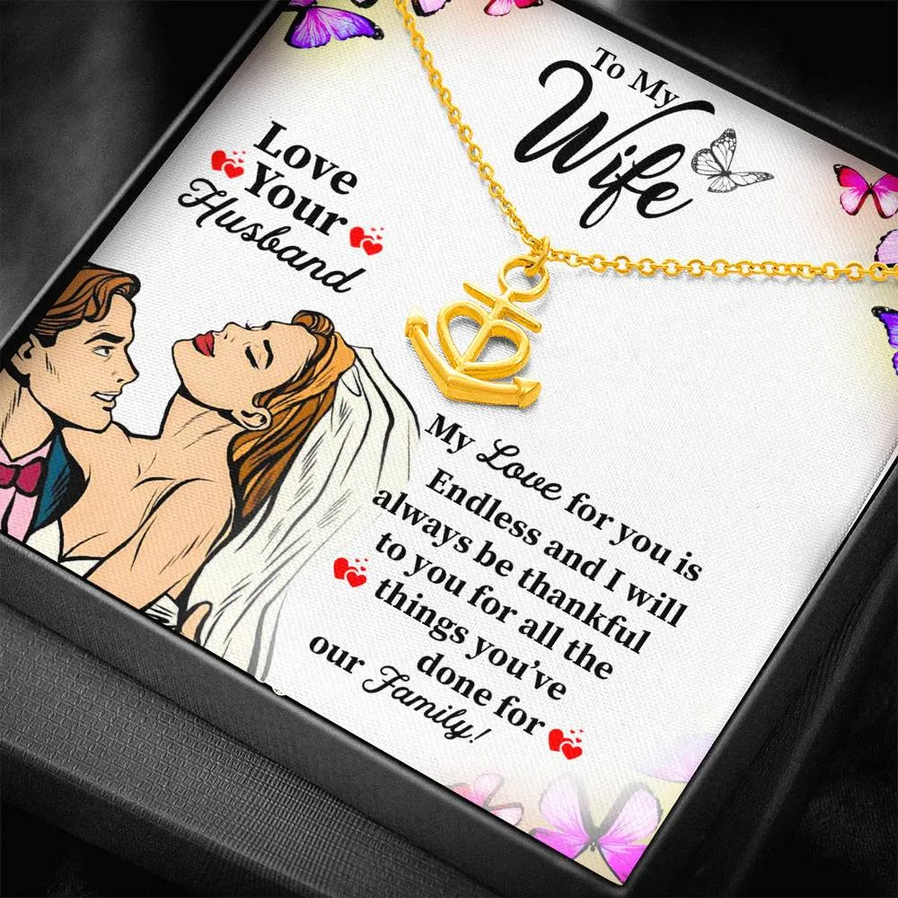 Gifts For Wife Anchor Heart Necklace For Wife