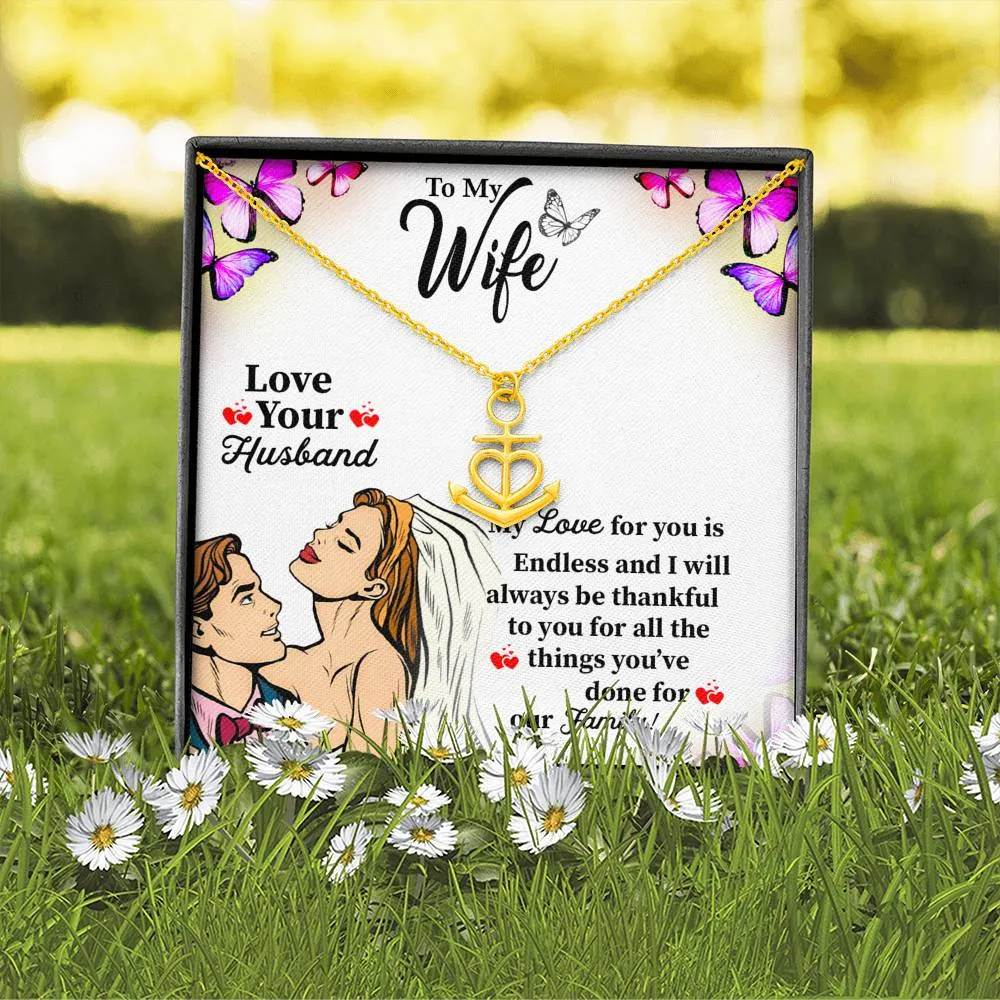 Gifts For Wife Anchor Heart Necklace For Wife