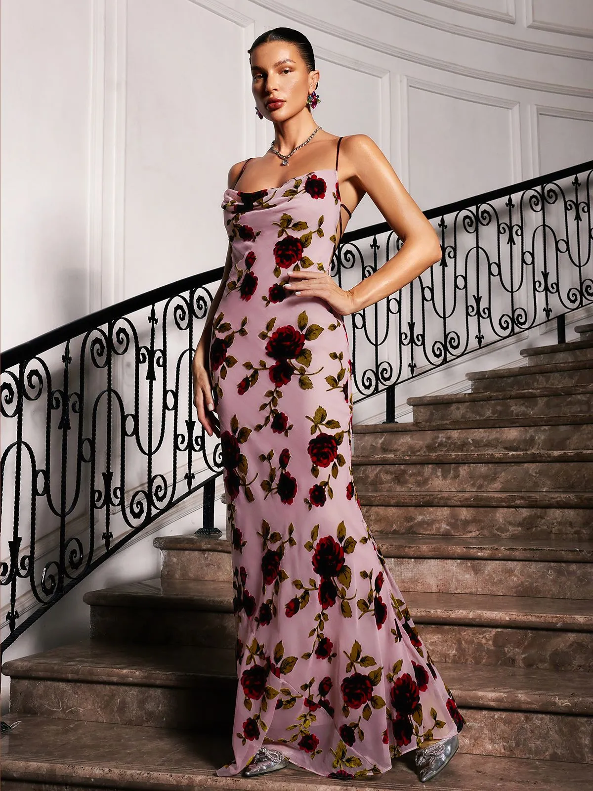 Gilead Spagehtti Floral Maxi Dress