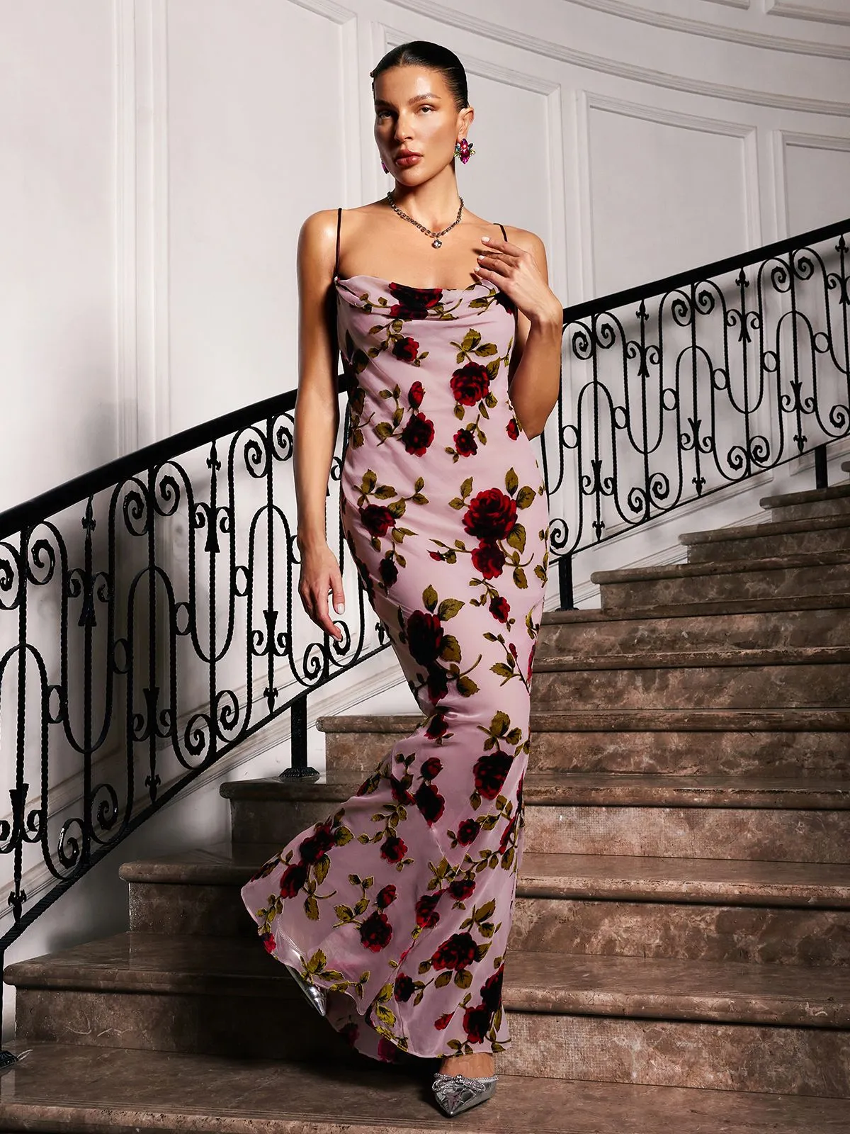 Gilead Spagehtti Floral Maxi Dress