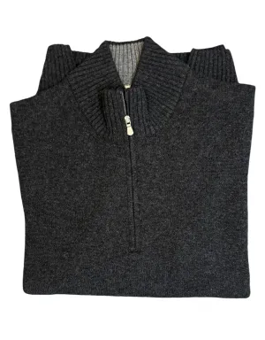 Gran Sasso 1/4 zip Pullover Sweater Cashmere Blend Charcoal