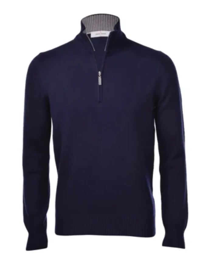 Gran Sasso 1/4 zip Pullover Sweater Cashmere Blend Charcoal