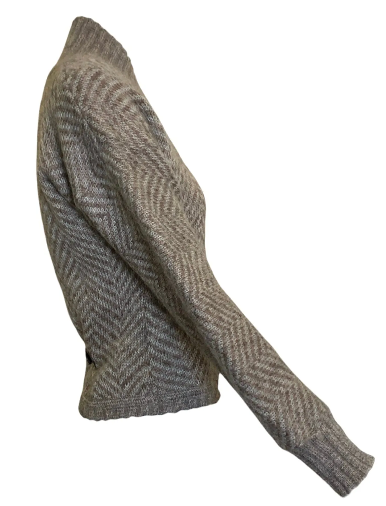 Gucci '70s Grey & Brown Chevron Alpaca Cashmere Sweater