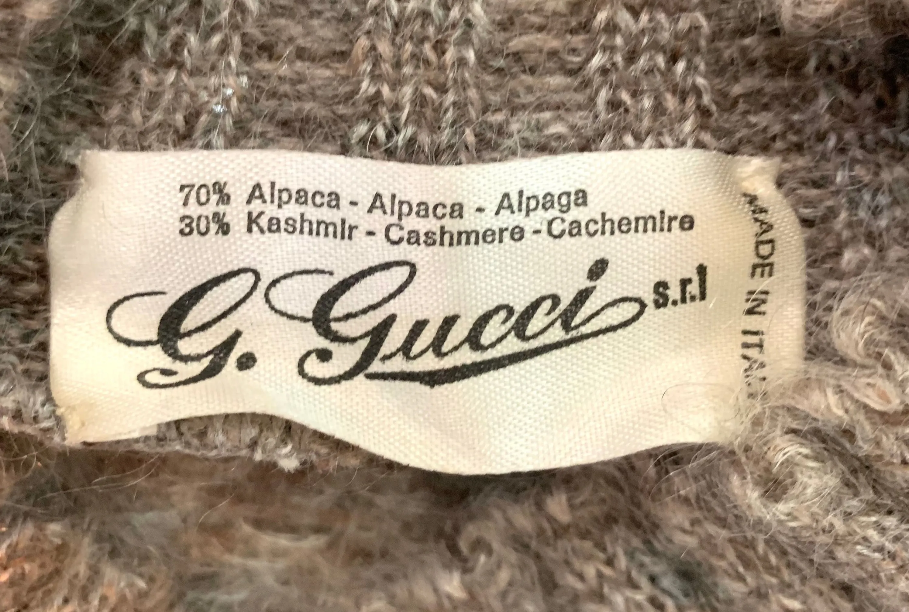 Gucci '70s Grey & Brown Chevron Alpaca Cashmere Sweater