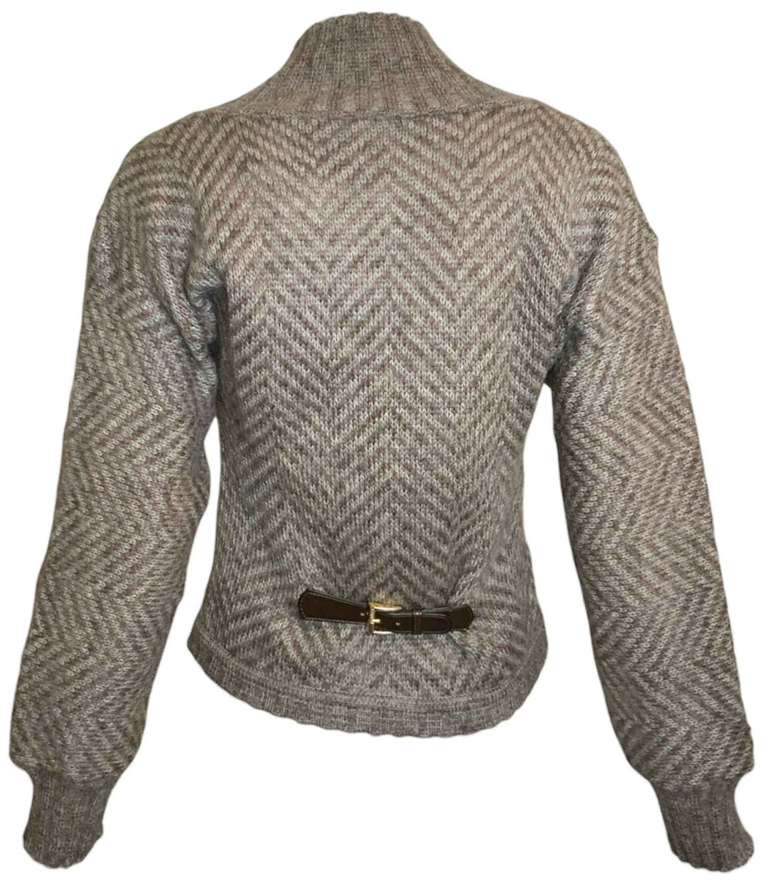 Gucci '70s Grey & Brown Chevron Alpaca Cashmere Sweater