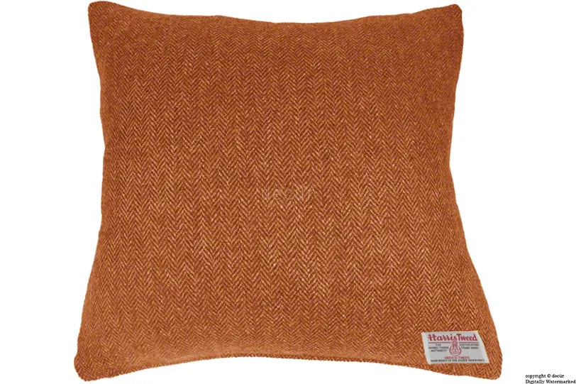 Harris Tweed Herringbone Cushion - Burnt Umber