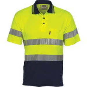 Hi Vis Two Tone Cotton Back Polos with Generic R.Tape - short sleeve