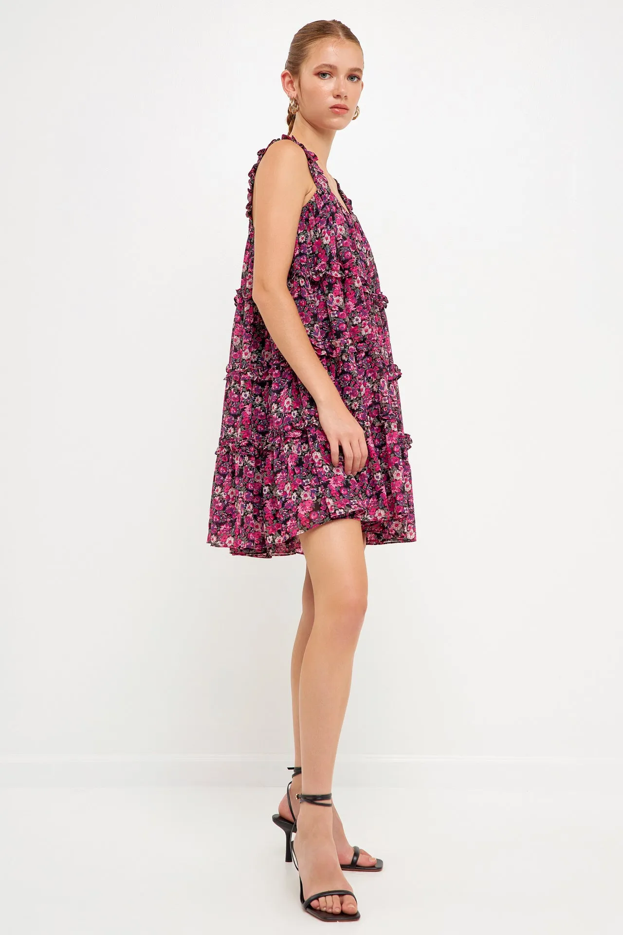 High Multi Chiffon Flounce Ruffled Mini