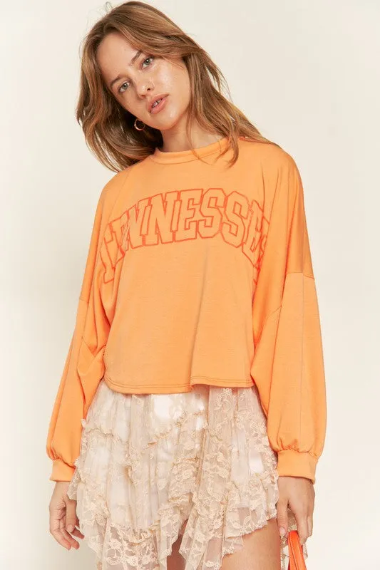 Hot Girl Hometown Terry Batwing Long Sleeve Top