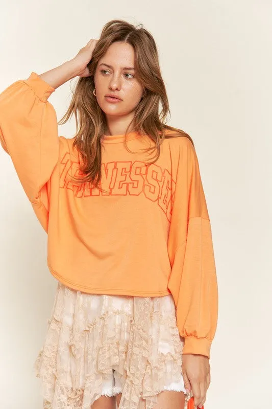 Hot Girl Hometown Terry Batwing Long Sleeve Top