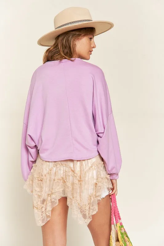 Hot Girl Hometown Terry Batwing Long Sleeve Top