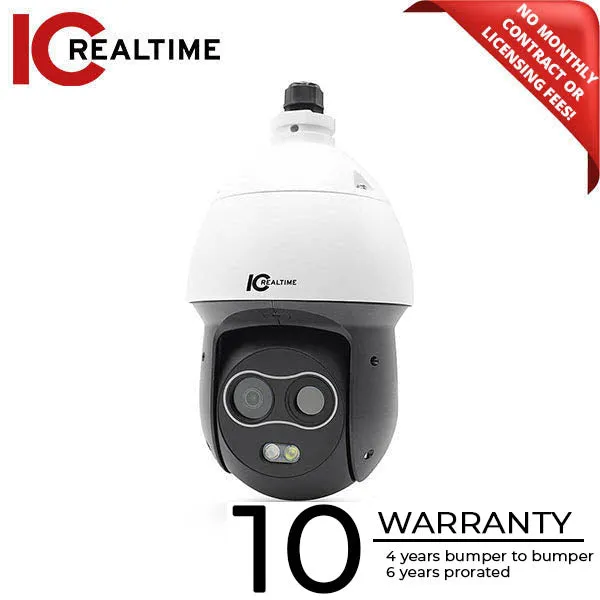 IC Realtime - THIP-P4078FM-IR / 256 X 192 Thermal/ 4MP Visible Hybrid Pan  Tilt Camera / 7mm / 8mm Fixed Lens (33° / 25°) / Temperature / Call And Fire Detection