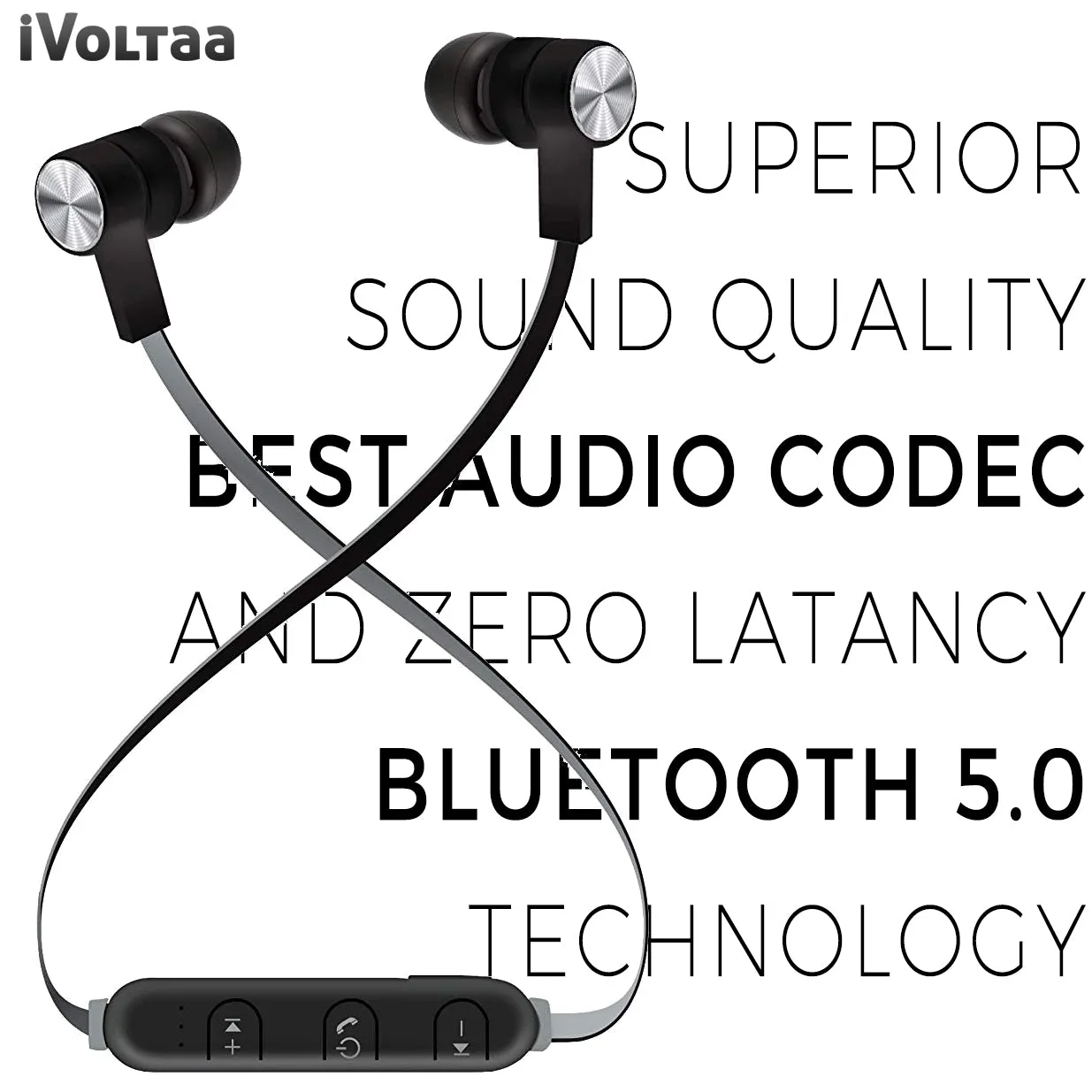 iVoltaa E11 Wireless Headset in-Ear Headphones with Mic - Black