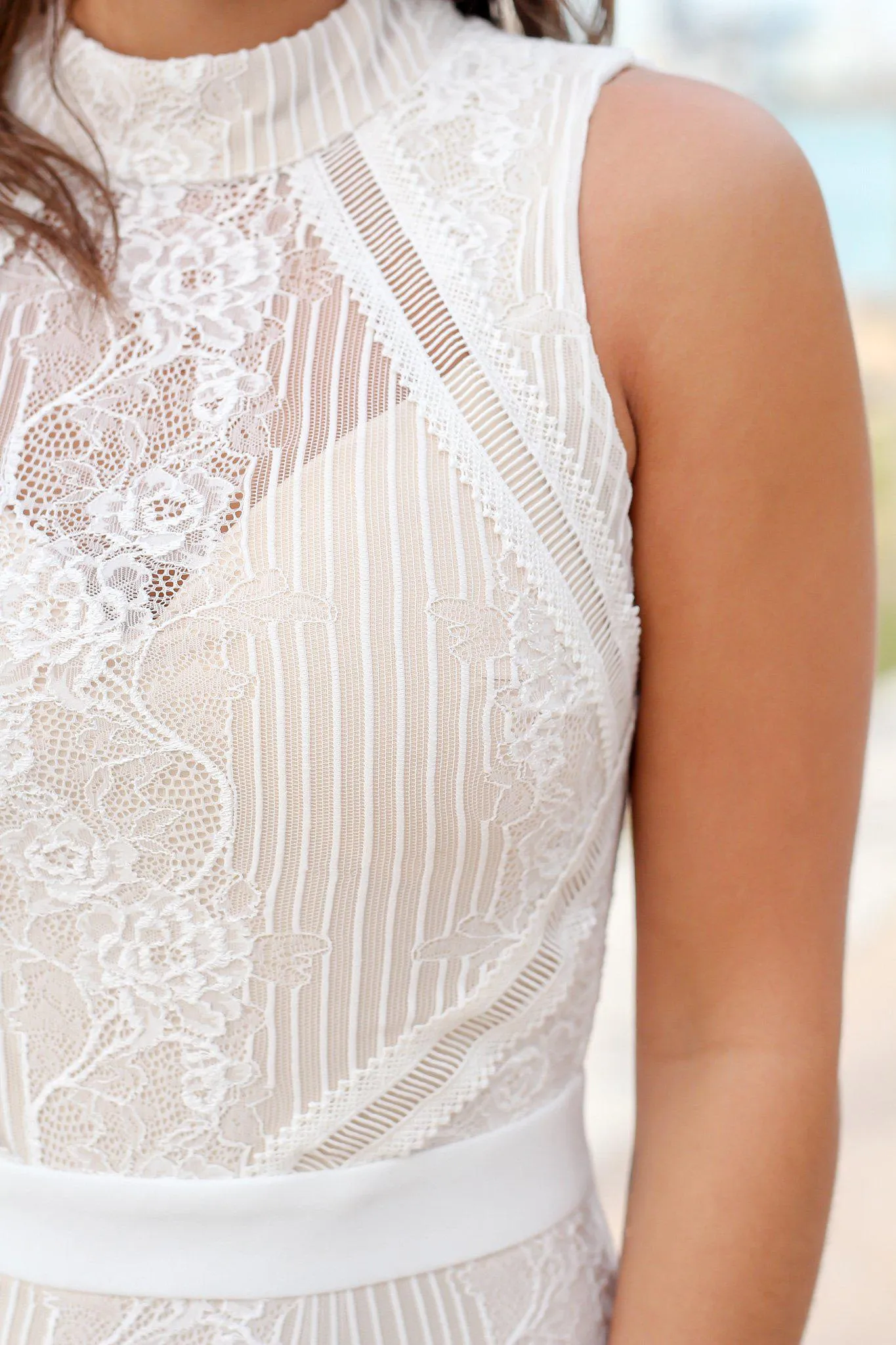 Ivory and Cream Lace Maxi Dress