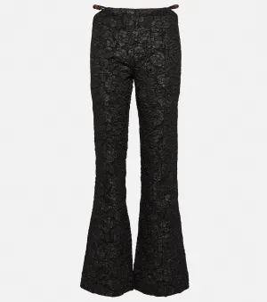 Jacquard low-waist flared trousers GANNI, black