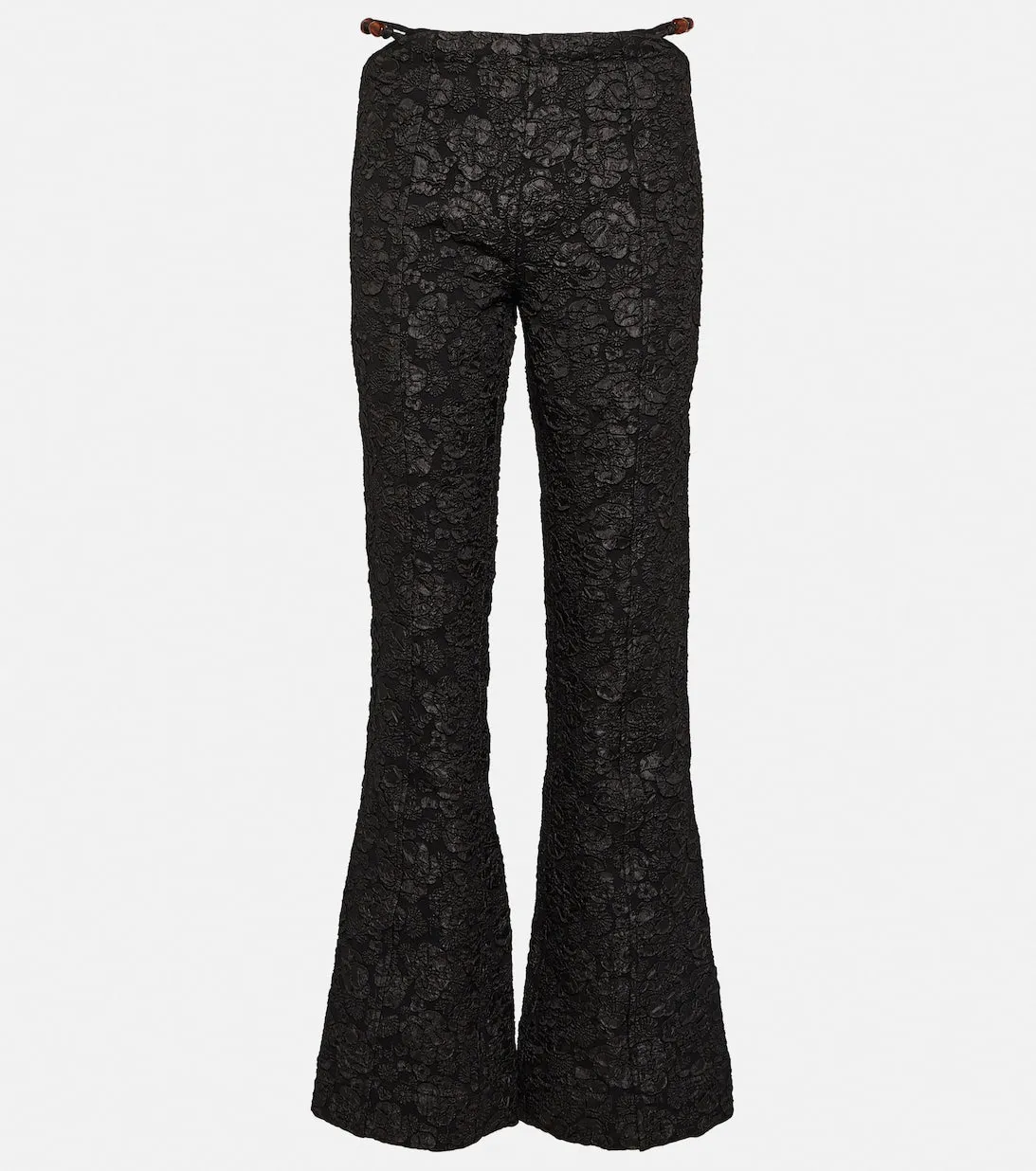 Jacquard low-waist flared trousers GANNI, black