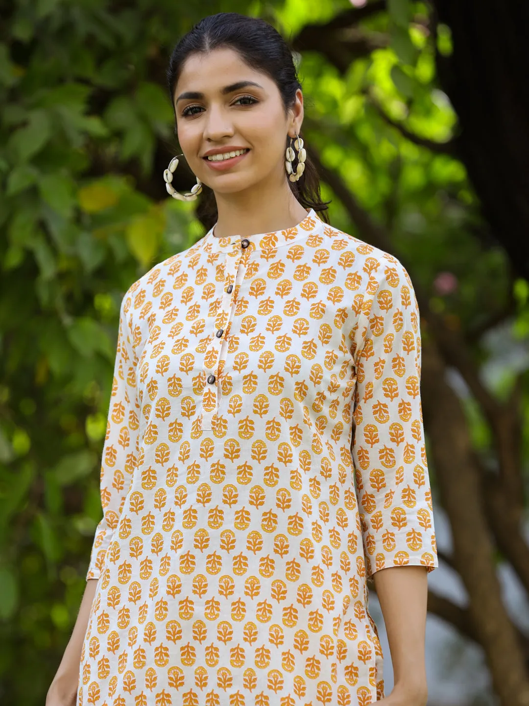 Jaipur Kurti Women Cotton Ethnic Printed White Night Suit