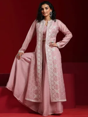 Jashvi Art Pink Solid Silk Blend Co-Ords