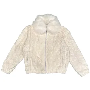 Kashani White Diamond Cut Mink Fur Coat