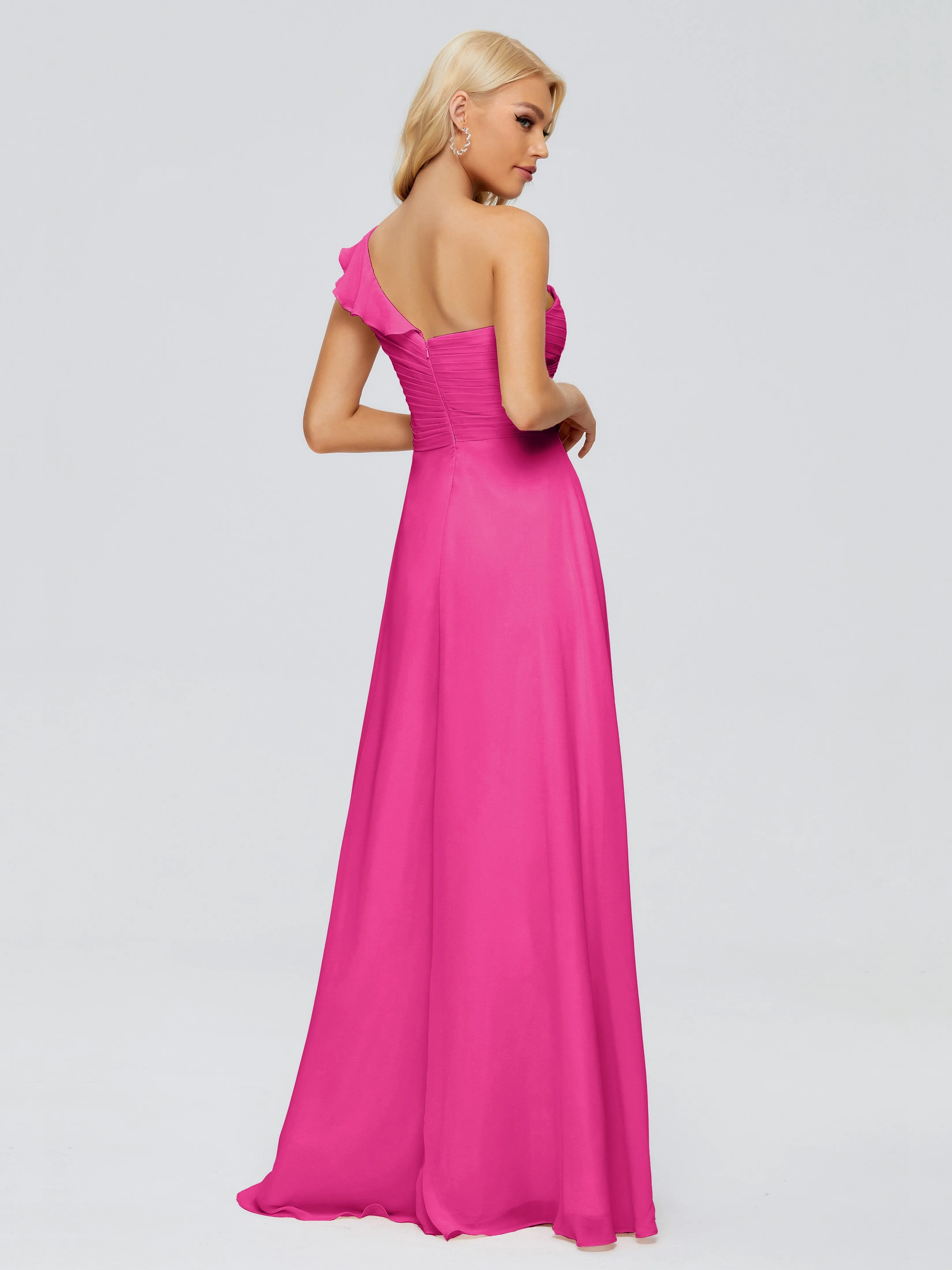 Kylie Pretty One-Shoulder Ruffles Chiffon Bridesmaid Dresses