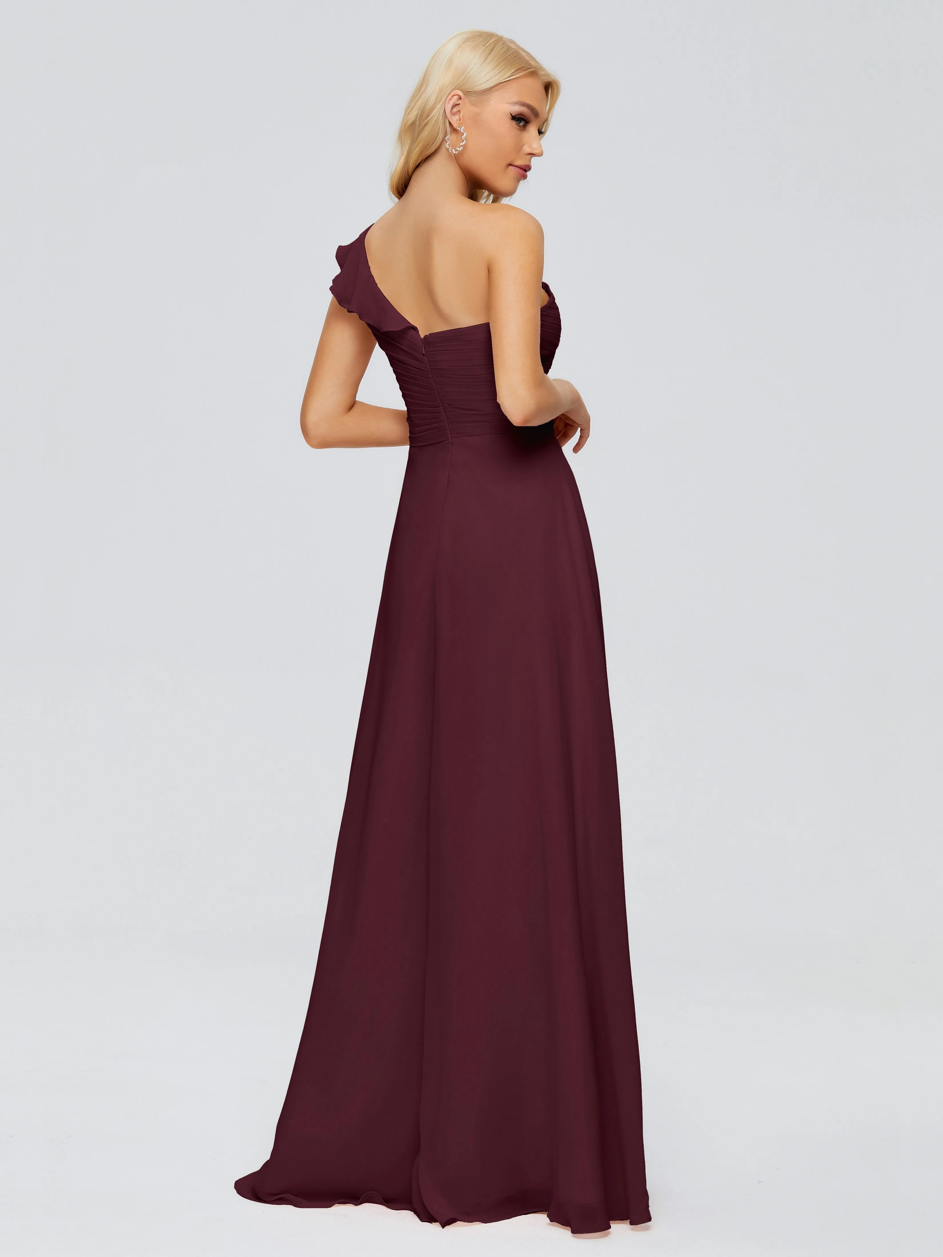 Kylie Pretty One-Shoulder Ruffles Chiffon Bridesmaid Dresses