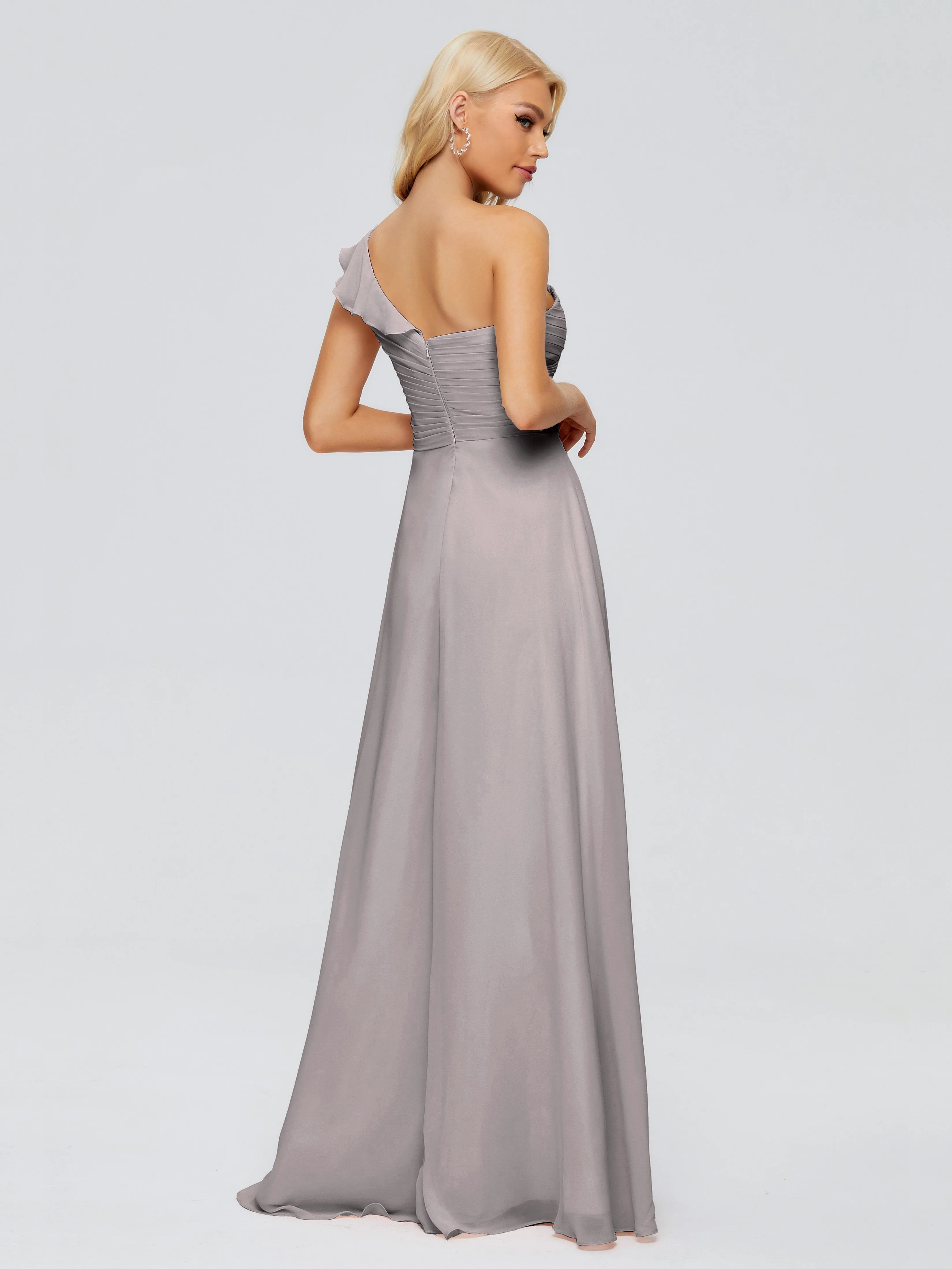 Kylie Pretty One-Shoulder Ruffles Chiffon Bridesmaid Dresses