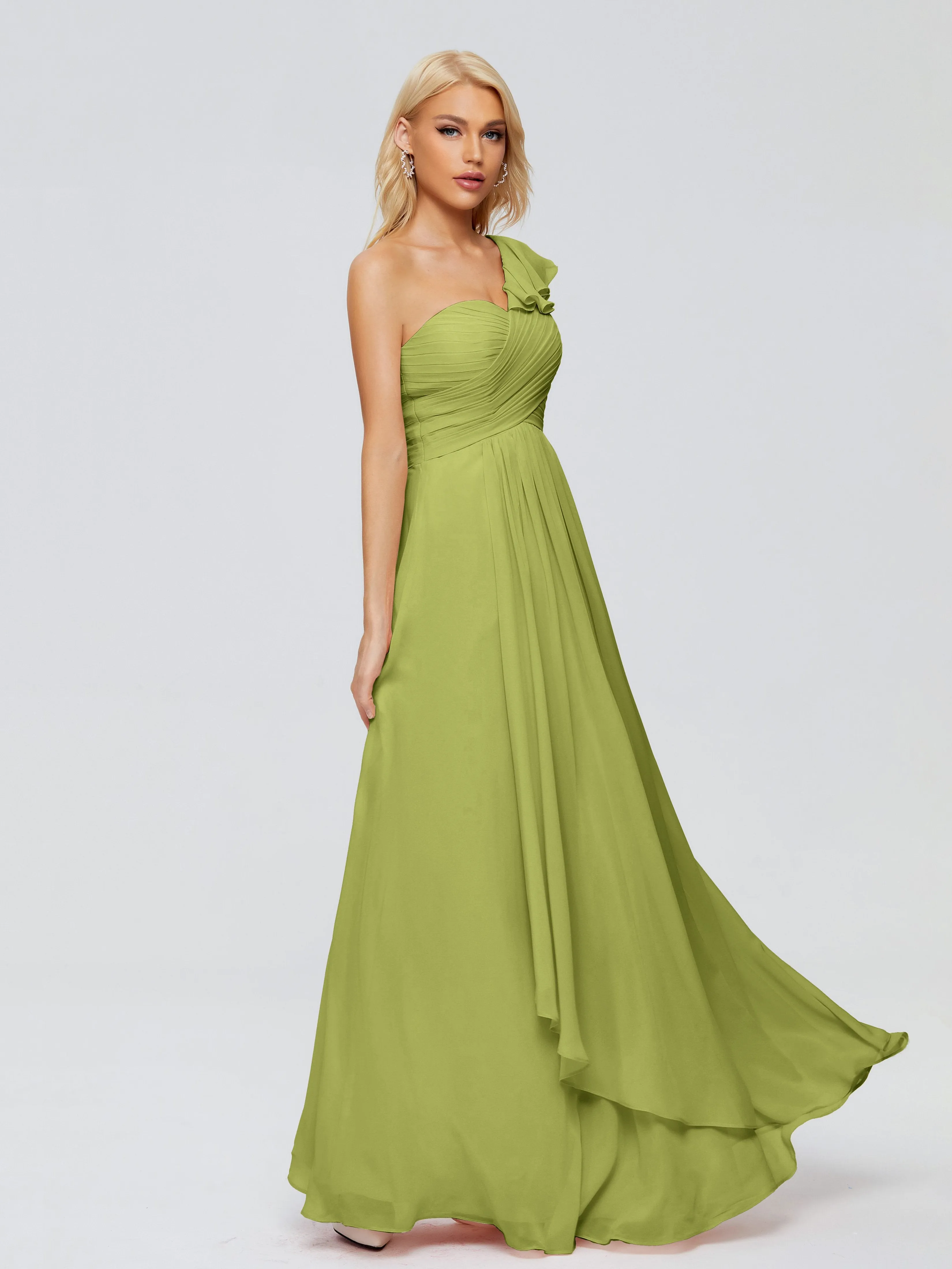 Kylie Pretty One-Shoulder Ruffles Chiffon Bridesmaid Dresses