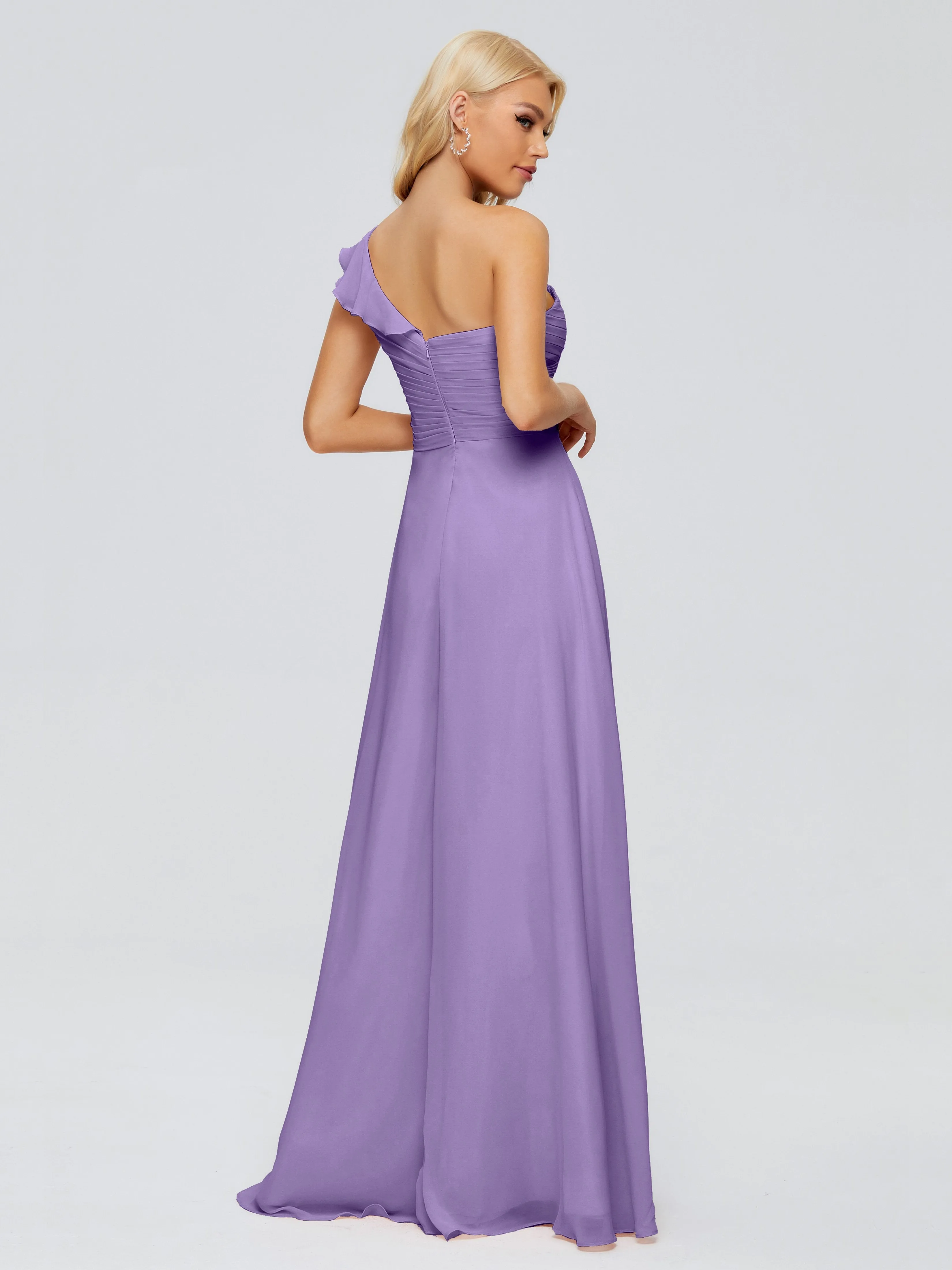 Kylie Pretty One-Shoulder Ruffles Chiffon Bridesmaid Dresses