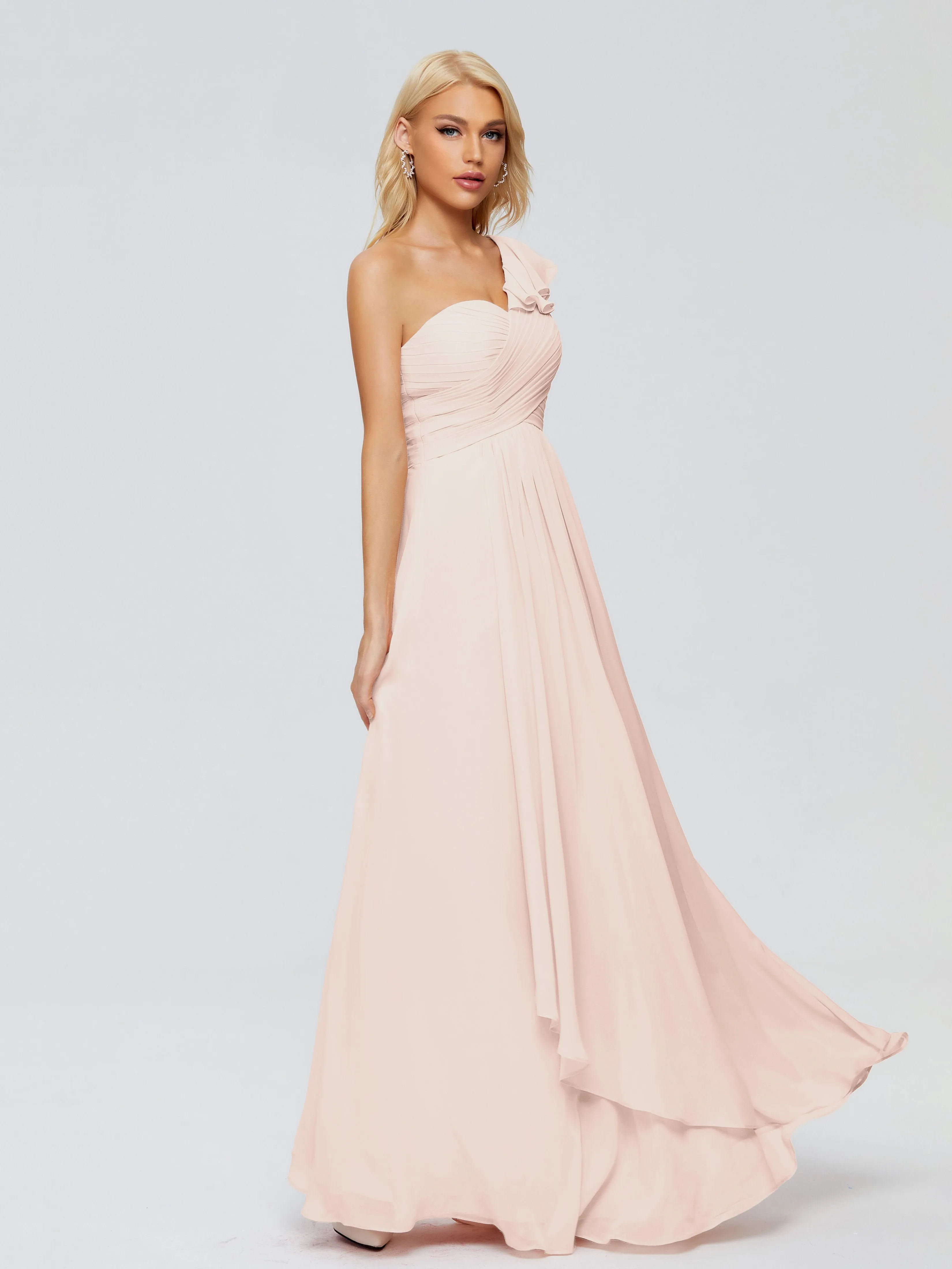 Kylie Pretty One-Shoulder Ruffles Chiffon Bridesmaid Dresses