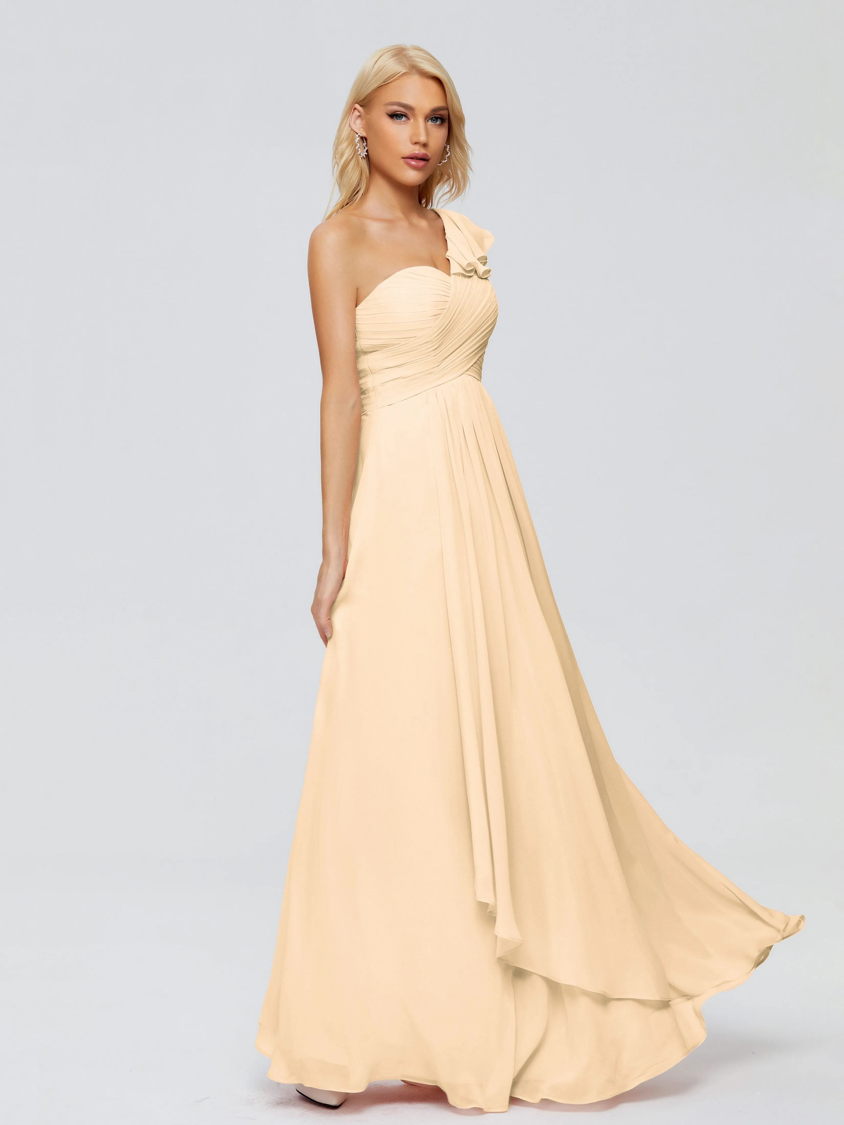 Kylie Pretty One-Shoulder Ruffles Chiffon Bridesmaid Dresses