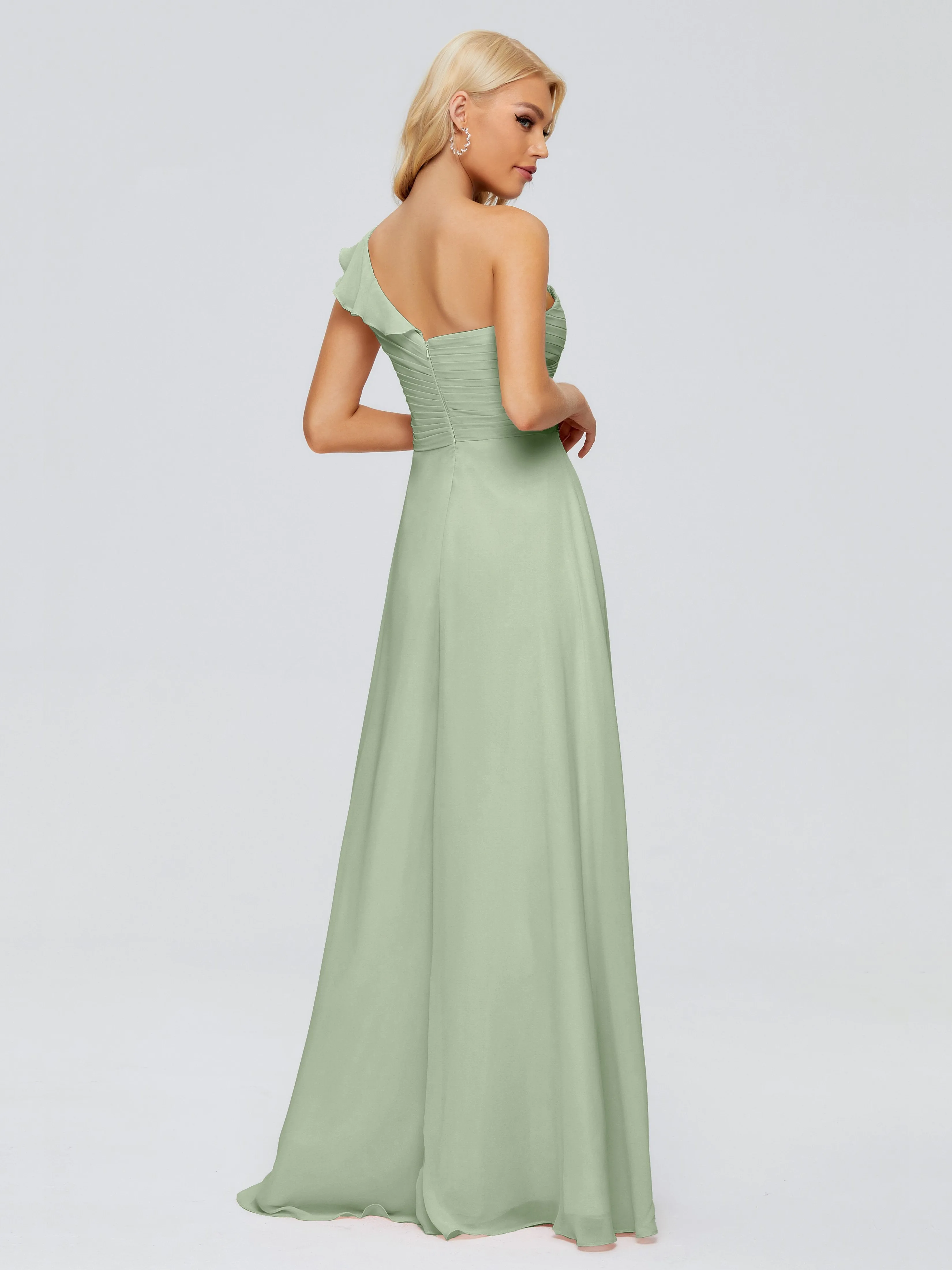 Kylie Pretty One-Shoulder Ruffles Chiffon Bridesmaid Dresses