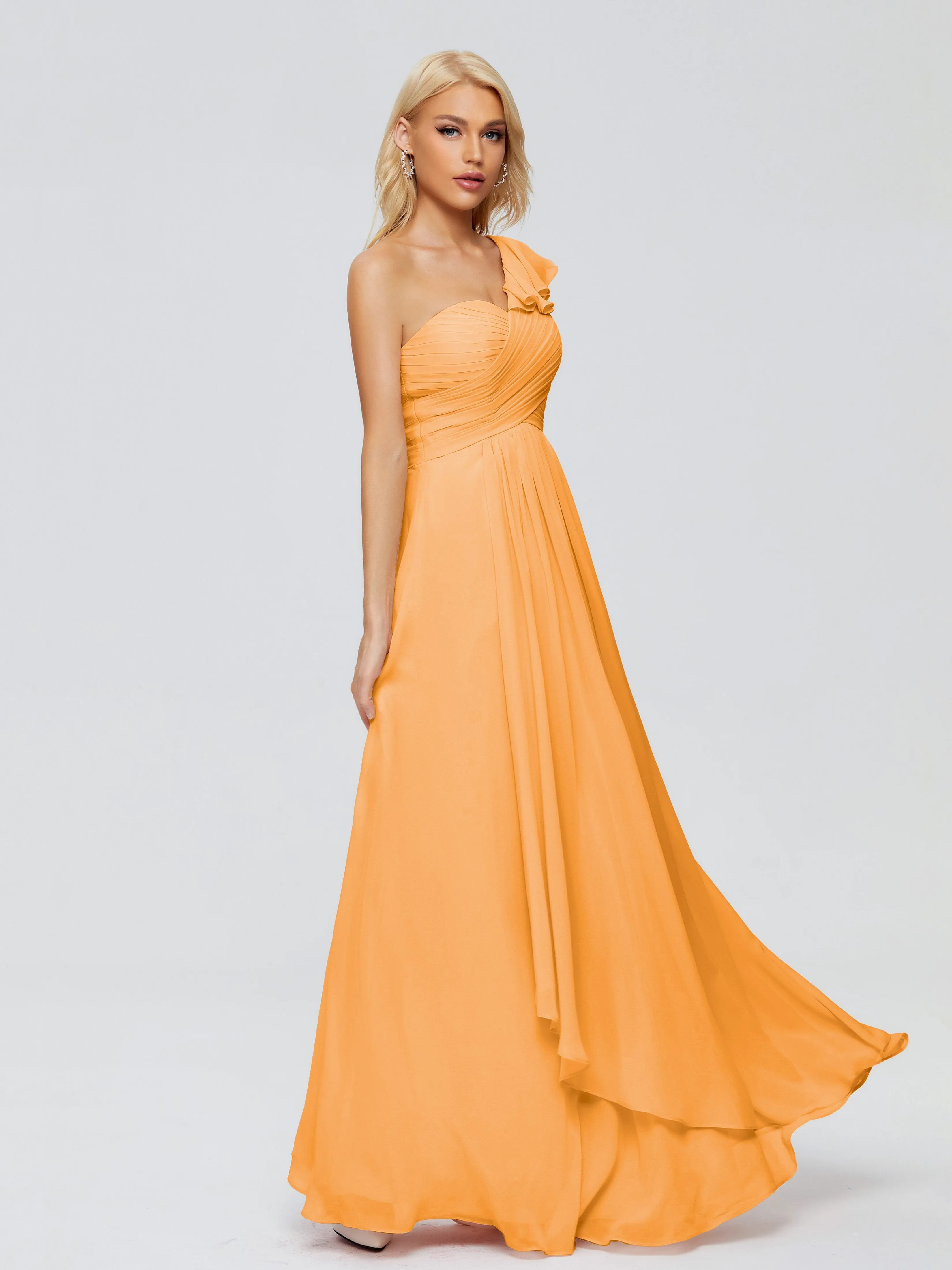 Kylie Pretty One-Shoulder Ruffles Chiffon Bridesmaid Dresses