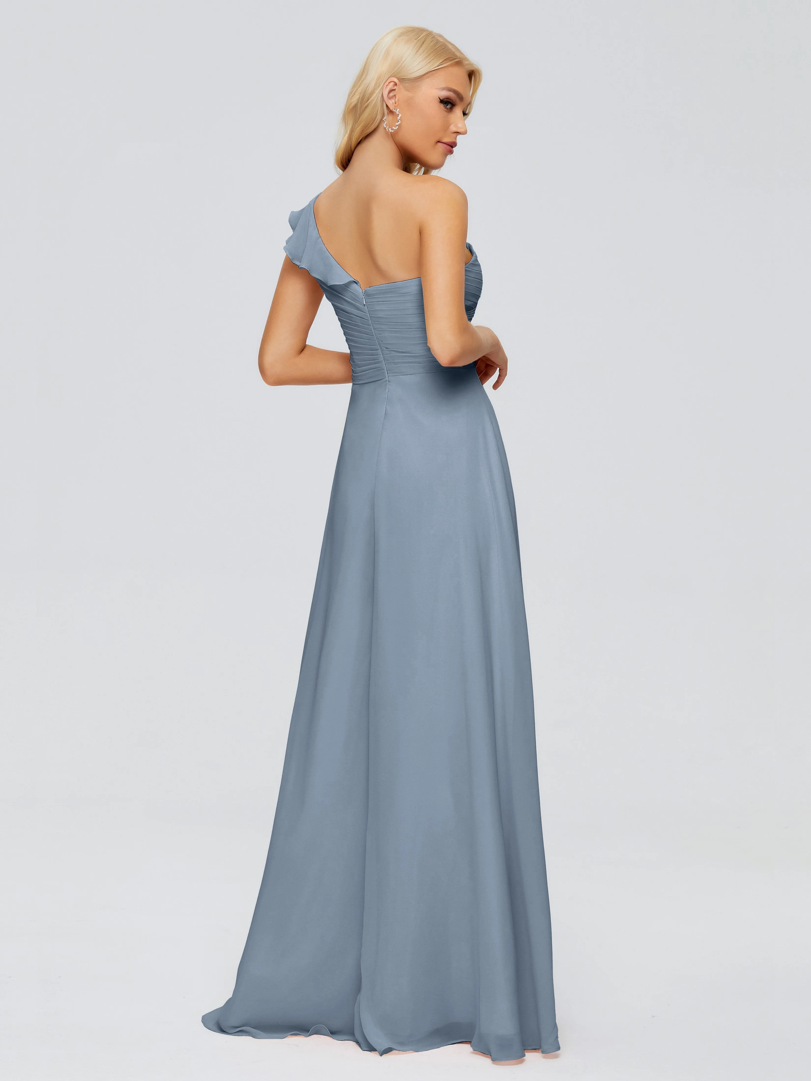 Kylie Pretty One-Shoulder Ruffles Chiffon Bridesmaid Dresses