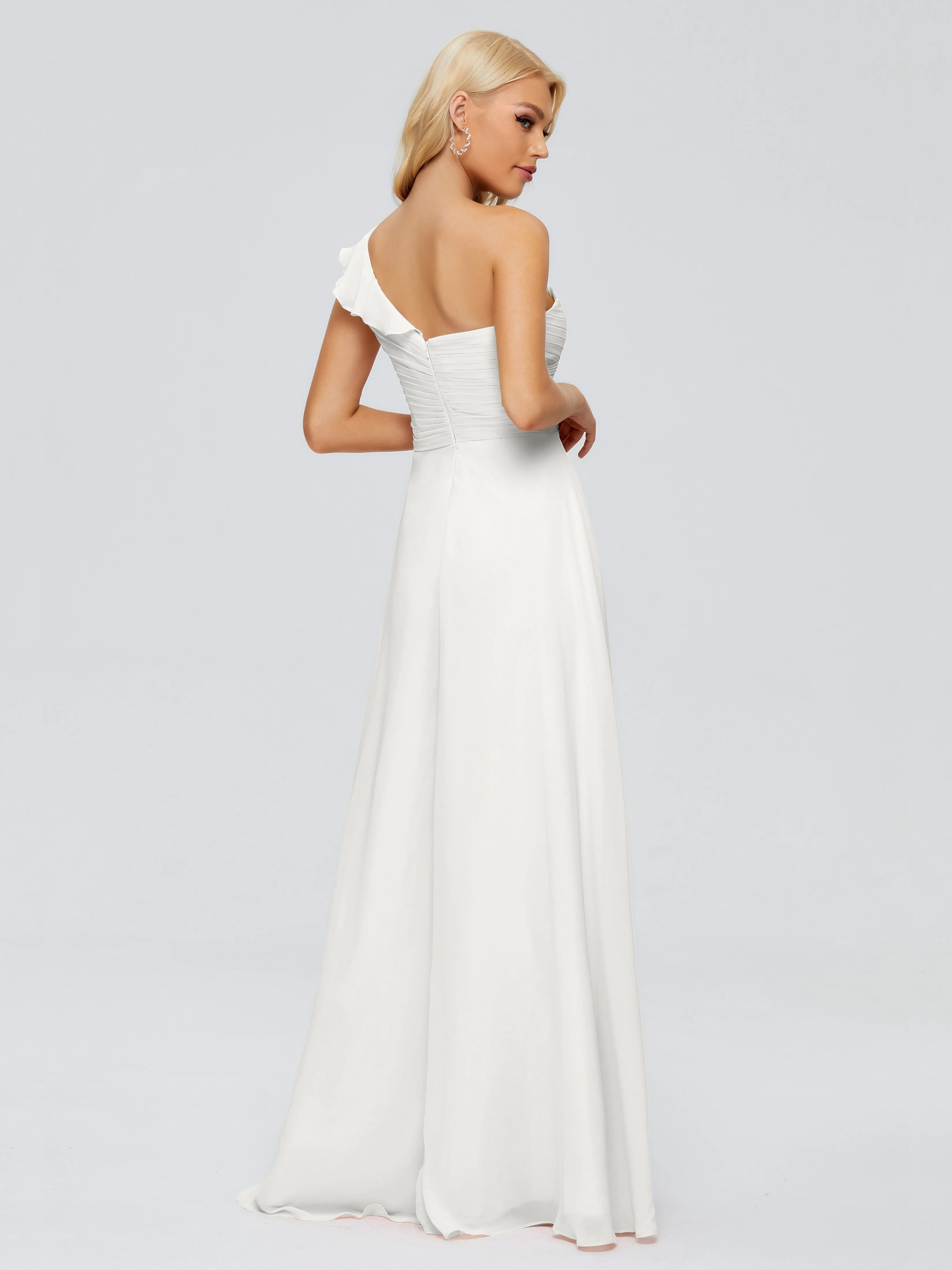 Kylie Pretty One-Shoulder Ruffles Chiffon Bridesmaid Dresses