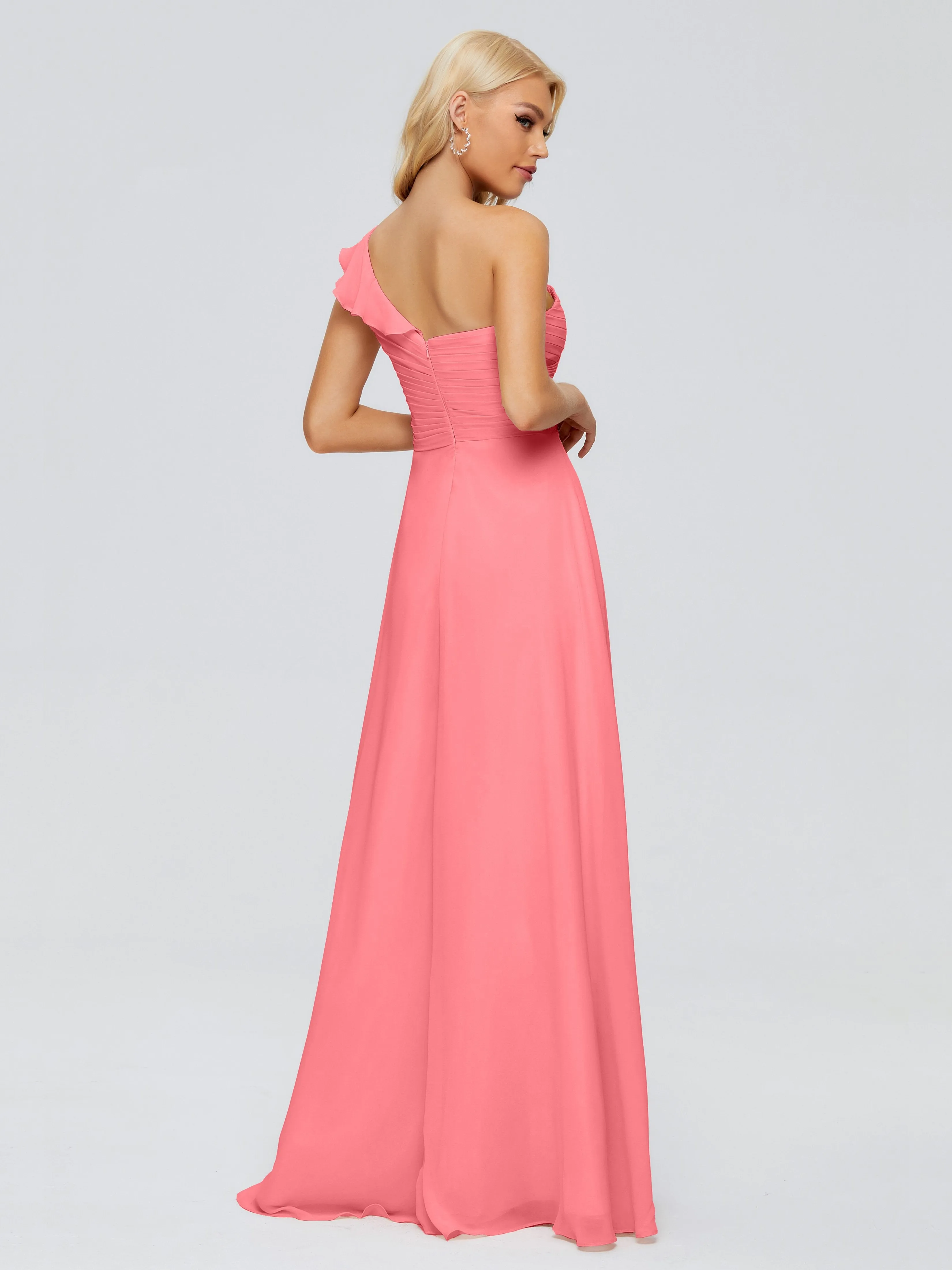 Kylie Pretty One-Shoulder Ruffles Chiffon Bridesmaid Dresses