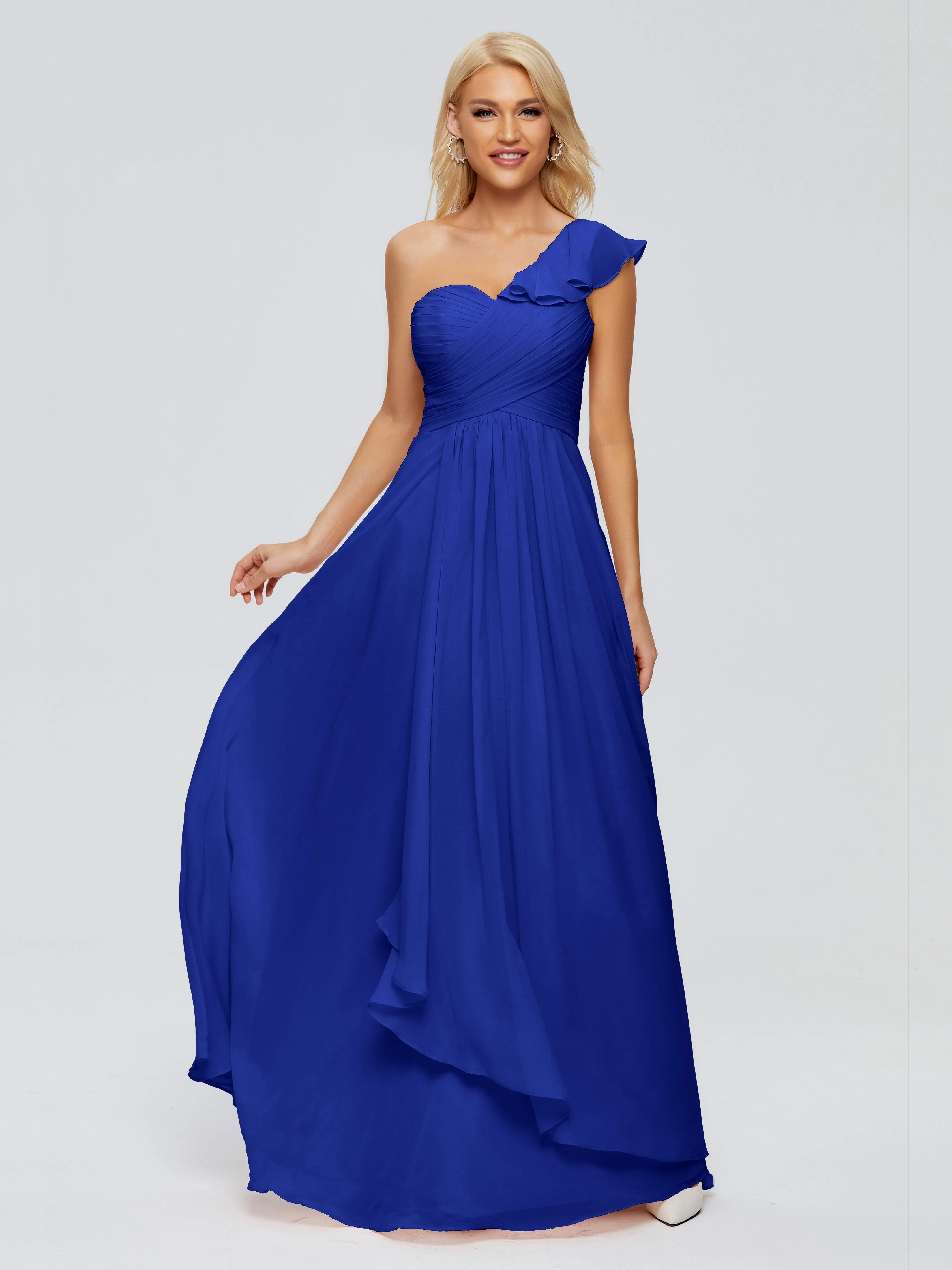 Kylie Pretty One-Shoulder Ruffles Chiffon Bridesmaid Dresses